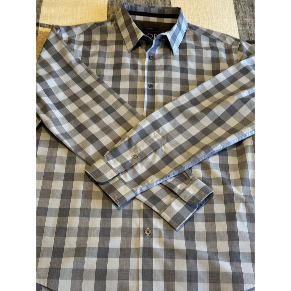 Joseph Abboud Gingham Men's shirt Large New No Tags Blue/Gray